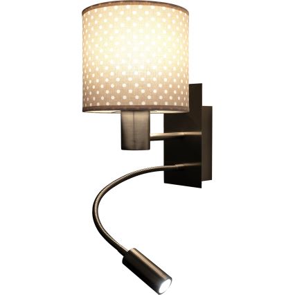 BRILAGI - Flexible LED-Wandleuchte BOBO 1xE27/25W/230V + LED/3W mattchrom/beige/gepunktet