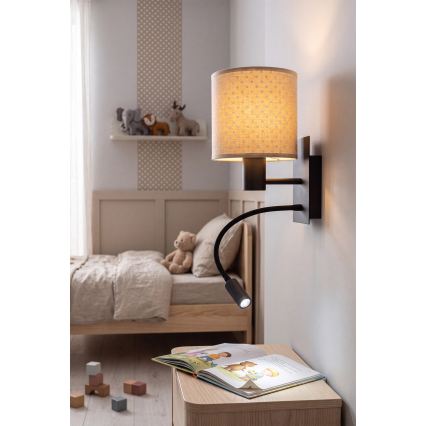 BRILAGI - Flexible LED-Wandleuchte BOBO 1xE27/25W/230V + LED/3W schwarz/beige/gepunktet