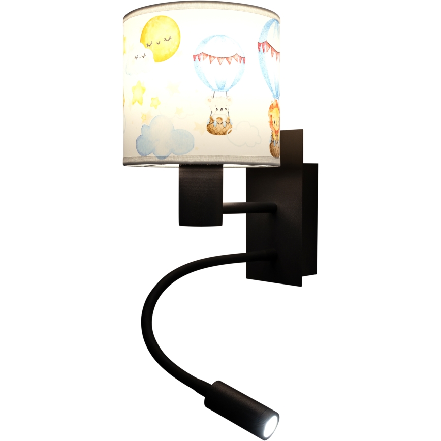 BRILAGI - Flexible LED-Kinder-Wandleuchte BOBO 1xE27/25W/230V + LED/3W schwarz/weiß/Tiermotive