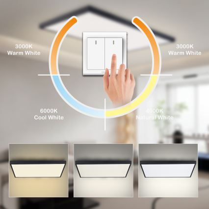 Brilagi - LED-Deckenleuchte für Badezimmer FRAME LED/96W/230V 120x60 cm 3000/4000/6000K IP44 schwarz