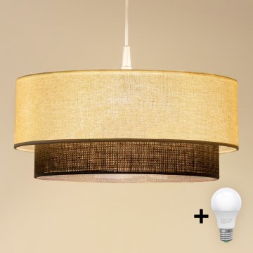 Brilagi - LED-Hängeleuchte am Kabel Boho-Style 1xE27/15W/230V Ø 40 cm creme/braun