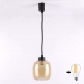 BRILAGI - LED-Hängeleuchte am Kabel RETRO GLASS 1xE27/60W/230V Ø 14 cm schwarz/rauchbraun