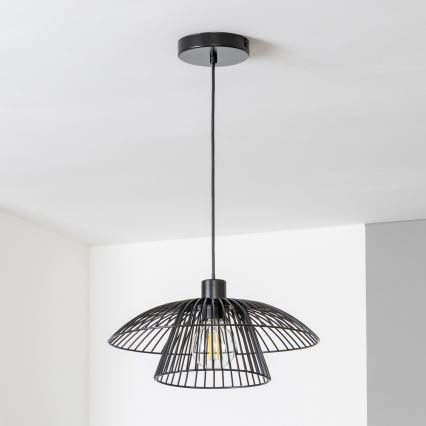 Brilagi - LED-Hängeleuchte an Drahtseil CERIA WIRE 1xE27/40W/230V Ø 38 cm schwarz