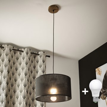 Brilagi - LED Hängeleuchte an Kabel ANTHONY 1xE27/60W/230V Eiche Nussbaum/Schwarz