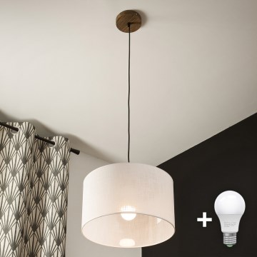 Brilagi - LED Hängeleuchte an Kabel ANTHONY 1xE27/60W/230V Eiche Nussbaum/Weiß