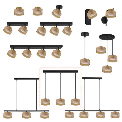 Brilagi - LED Hängeleuchte an Kabel AURA LUX 3xGX53/30W/230V schwarz/gold