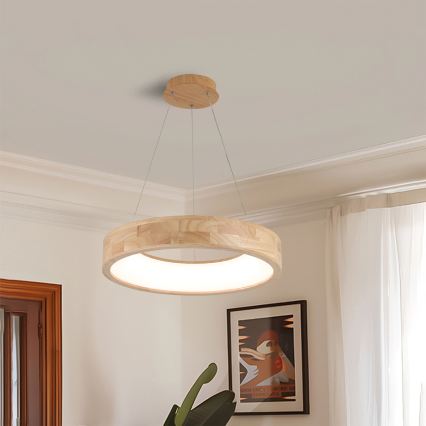 Brilagi - LED-Pendelleuchte an Kabel FALCON WOOD LED/30W/230V 3000/4000/6000K Ø 45 cm Holz