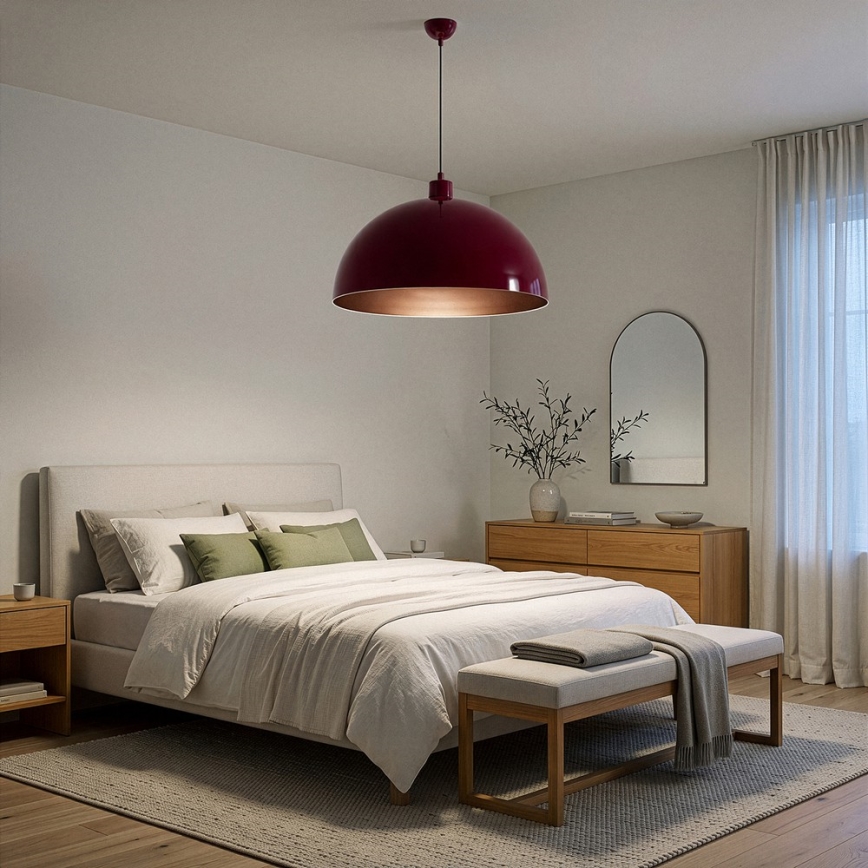 BRILAGI - LED-Hängeleuchte an Kabel METALO 1xE27/40W/230V Ø 60 cm burgunderrot/kupferfarben