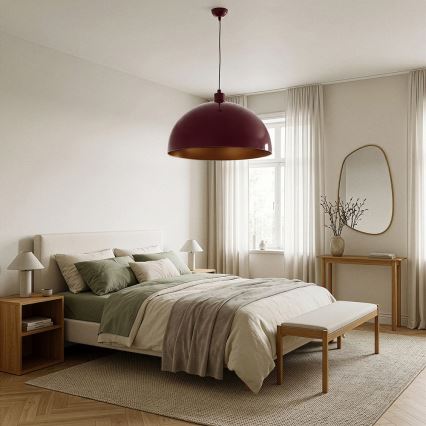 BRILAGI - LED-Hängeleuchte an Kabel METALO 1xE27/40W/230V Ø 60 cm burgunderrot/kupferfarben