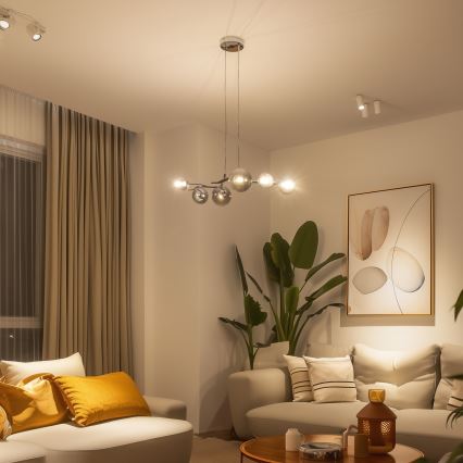 Brilagi - LED-Hängeleuchte an Kabel MISTEL 6xG9/3W/230V schwarz/chrom/rauchglas