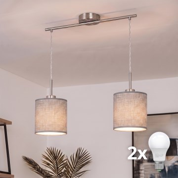Brilagi - LED-Hängeleuchte an Kabel NUBILA 2xE27/60W/230V grau