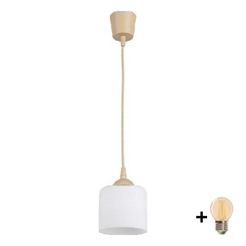BRILAGI - LED-Hängeleuchte an Kabel RETRO GLASS 1xE27/60W/230V Ø 10 cm beige/weiß
