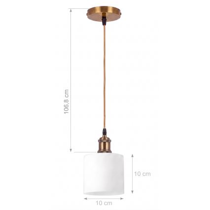 BRILAGI - LED-Hängeleuchte an Kabel RETRO GLASS 1xE27/60W/230V Ø 10 cm gold/weiß