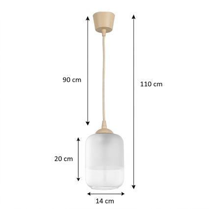 BRILAGI - LED-Hängeleuchte an Kabel RETRO GLASS 1xE27/60W/230V Ø 14 cm beige/weiß