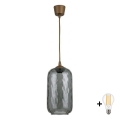 BRILAGI - LED-Hängeleuchte an Kabel RETRO GLASS 1xE27/60W/230V Ø 14 cm braun/rauchgrau