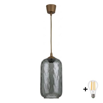 BRILAGI - LED-Hängeleuchte an Kabel RETRO GLASS 1xE27/60W/230V Ø 14 cm braun/rauchgrau
