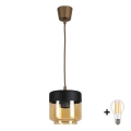 BRILAGI - LED-Hängeleuchte an Kabel RETRO GLASS 1xE27/60W/230V Ø 14 cm braun/rauchiges Beige/schwarz