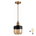 BRILAGI - LED-Hängeleuchte an Kabel RETRO GLASS 1xE27/60W/230V Ø 14 cm gold/rauchiges Beige
