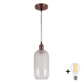 BRILAGI - LED-Hängeleuchte an Kabel RETRO GLASS 1xE27/60W/230V Ø 14 cm kupfer/weiß
