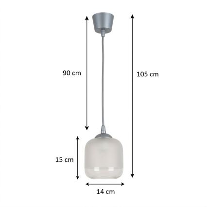BRILAGI - LED-Hängeleuchte an Kabel RETRO GLASS 1xE27/60W/230V Ø 14 cm silber/weiß