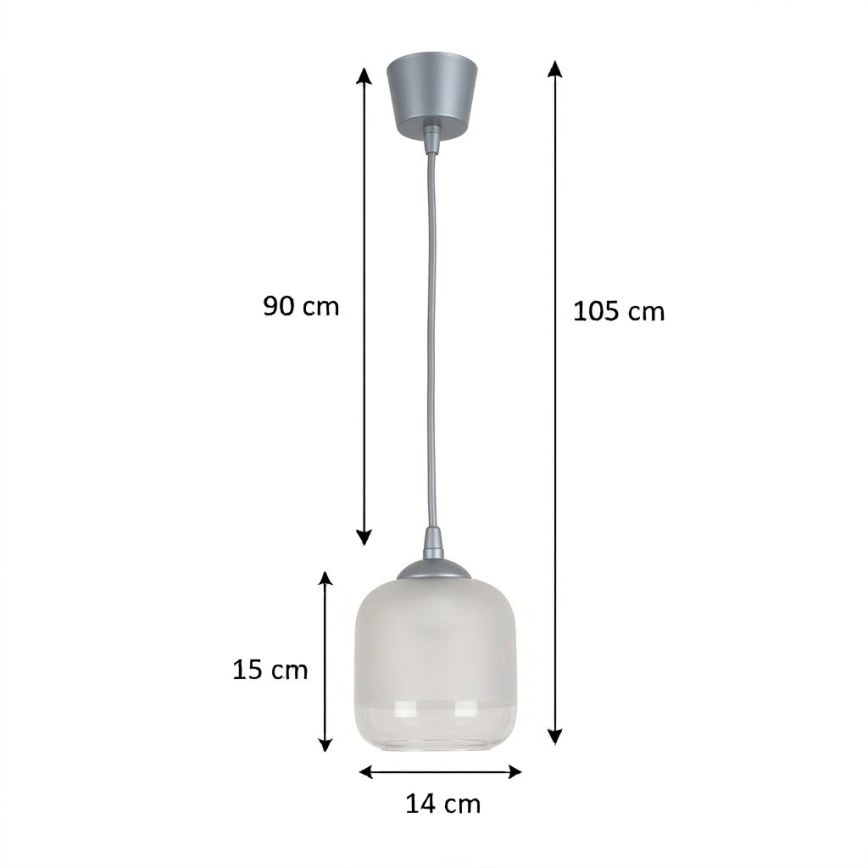 BRILAGI - LED-Hängeleuchte an Kabel RETRO GLASS 1xE27/60W/230V Ø 14 cm silber/weiß