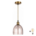 BRILAGI - LED Hängeleuchte an Kabel RETRO GLASS 1xE27/60W/230V Ø 17 cm gold/rauchbeige