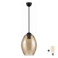 BRILAGI - LED-Hängeleuchte an Kabel RETRO GLASS 1xE27/60W/230V Ø 17 cm schwarz/rauchbeige