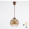 BRILAGI - LED-Hängeleuchte an Kabel RETRO GLASS 1xE27/60W/230V Ø 18 cm braun/rauchbraun