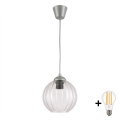 BRILAGI - LED-Hängeleuchte an Kabel RETRO GLASS 1xE27/60W/230V Ø 18 cm silber/transparent