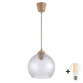 BRILAGI - LED-Hängeleuchte an Kabel RETRO GLASS 1xE27/60W/230V Ø 25 cm beige/rauchgrau