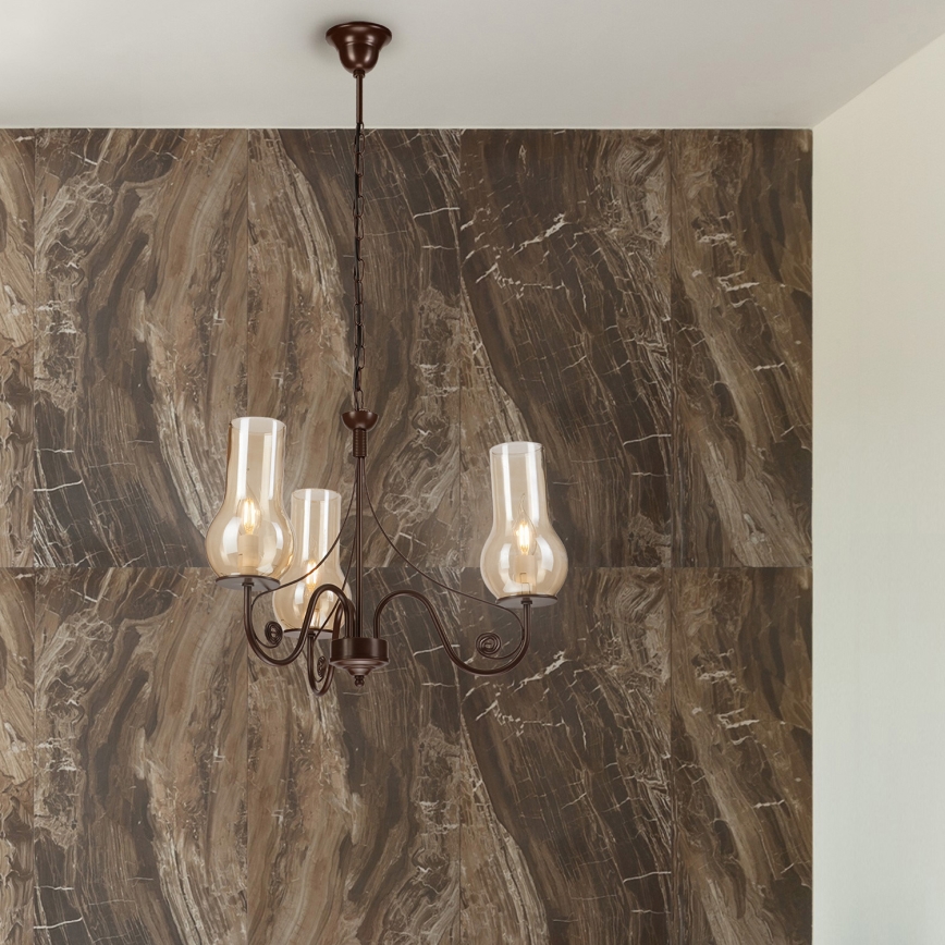 Brilagi - LED Hängeleuchte an Kette COTTAGE 3xE14/40W/230V braun