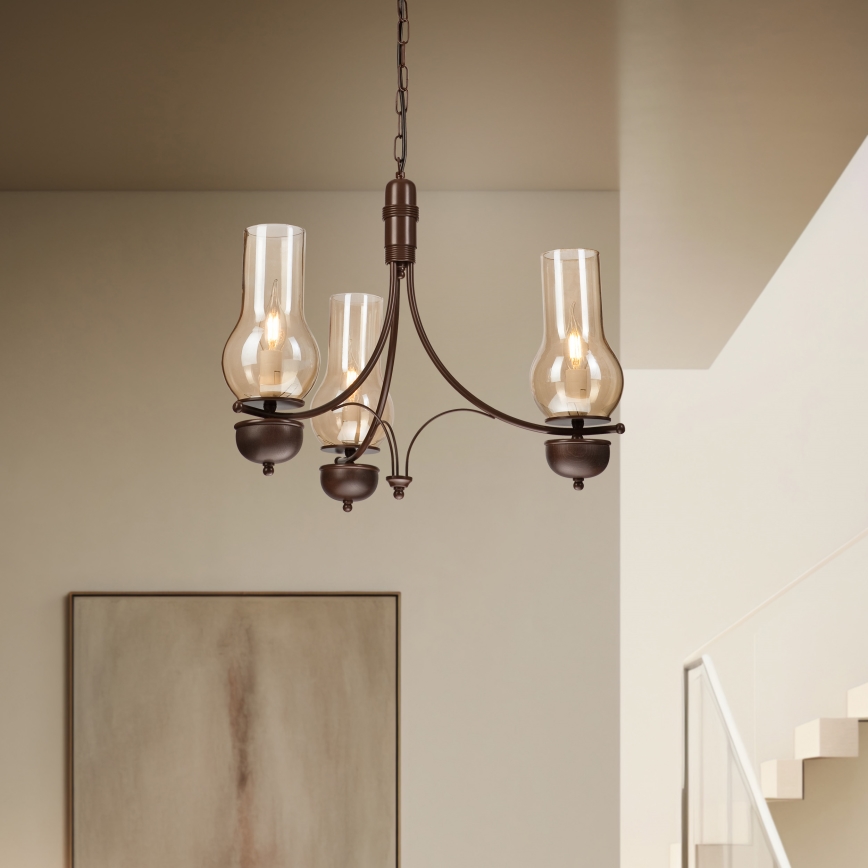 Brilagi - LED Hängeleuchte an Kette COTTAGE 3xE14/40W/230V braun