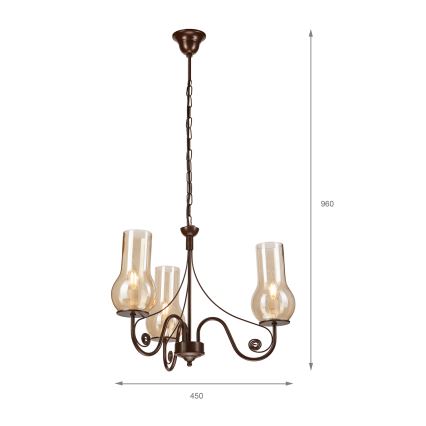 Brilagi - LED Hängeleuchte an Kette COTTAGE 3xE14/40W/230V braun