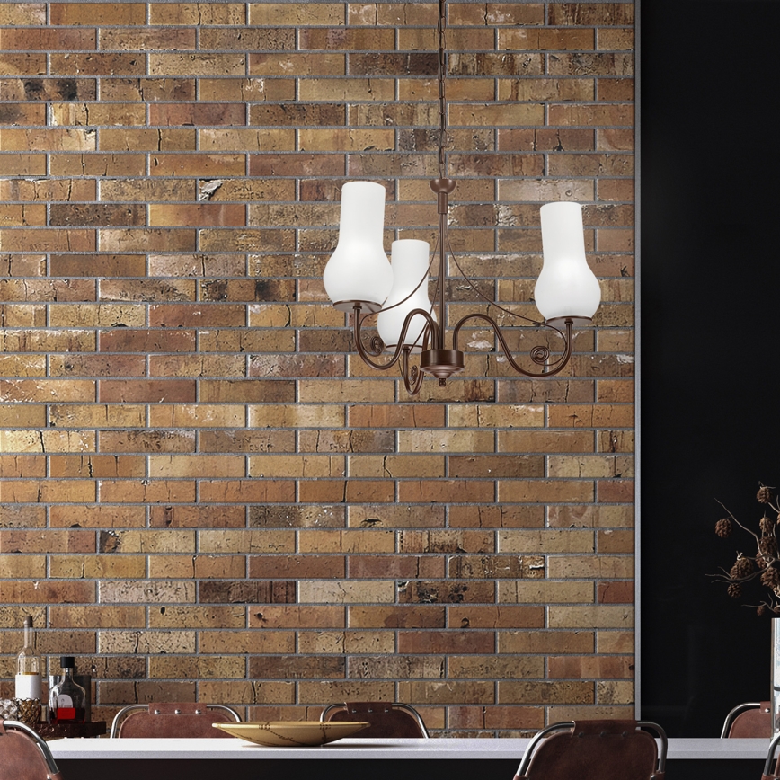 Brilagi - LED Hängeleuchte an Kette COTTAGE 3xE14/40W/230V braun/weiß