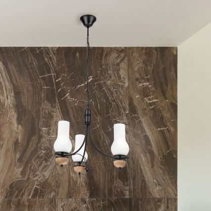 Brilagi - LED Hängeleuchte an Kette COTTAGE 3xE14/40W/230V Buche/weiß