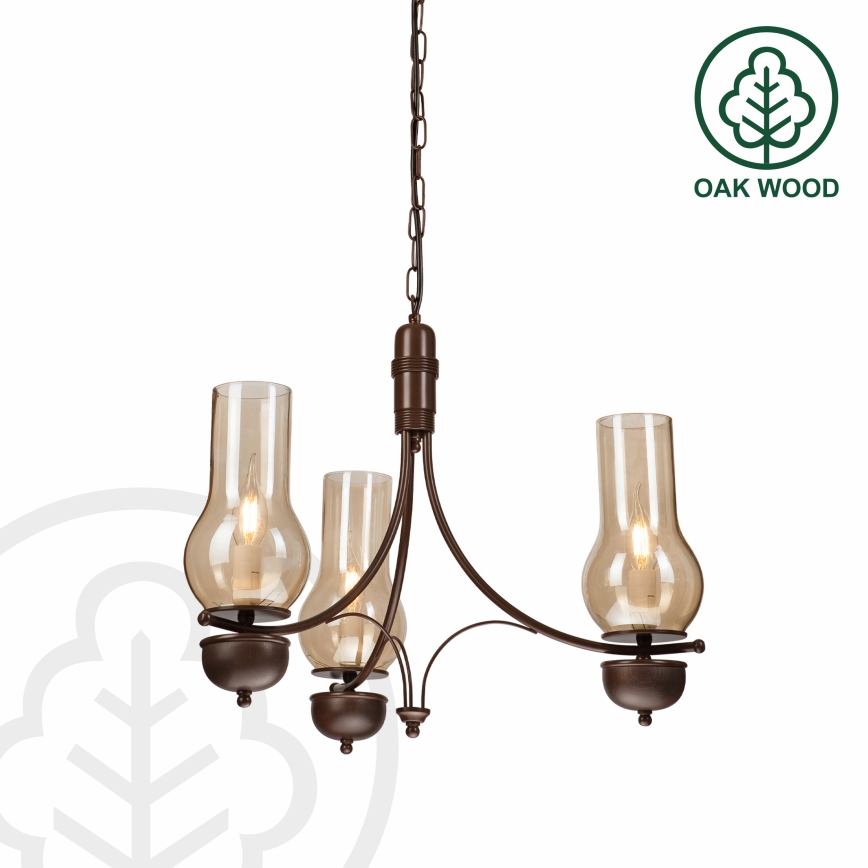 Brilagi - LED Hängeleuchte an Kette COTTAGE 3xE14/40W/230V Eiche/braun