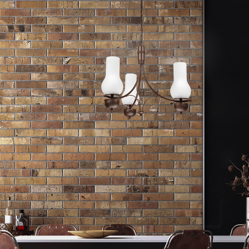 Brilagi - LED Hängeleuchte an Kette COTTAGE 3xE14/40W/230V Eiche/weiß