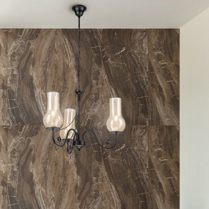 Brilagi - LED Hängeleuchte an Kette COTTAGE 3xE14/40W/230V schwarz/braun