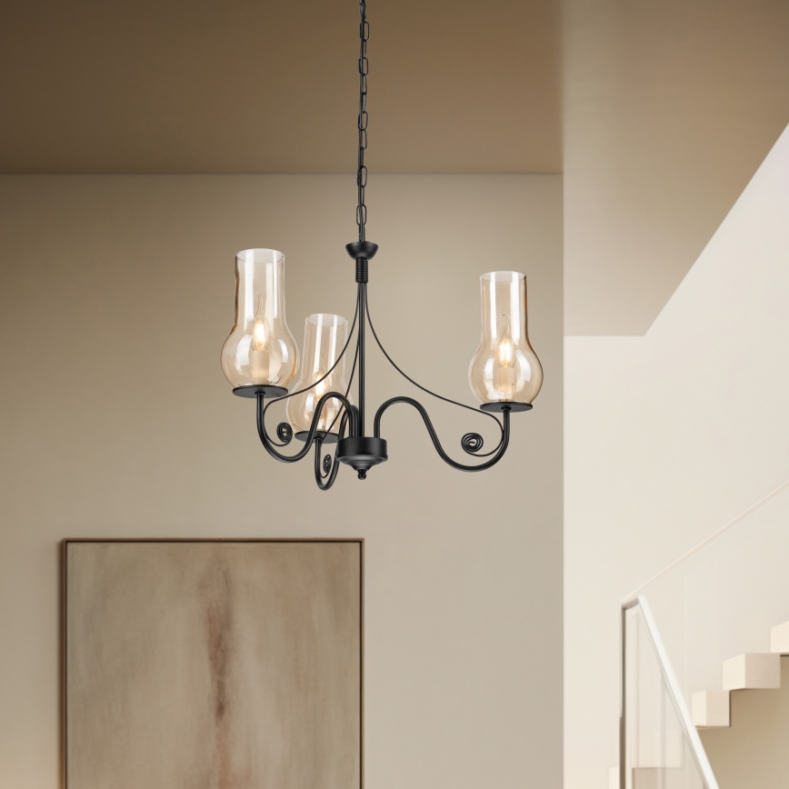 Brilagi - LED Hängeleuchte an Kette COTTAGE 3xE14/40W/230V schwarz/braun