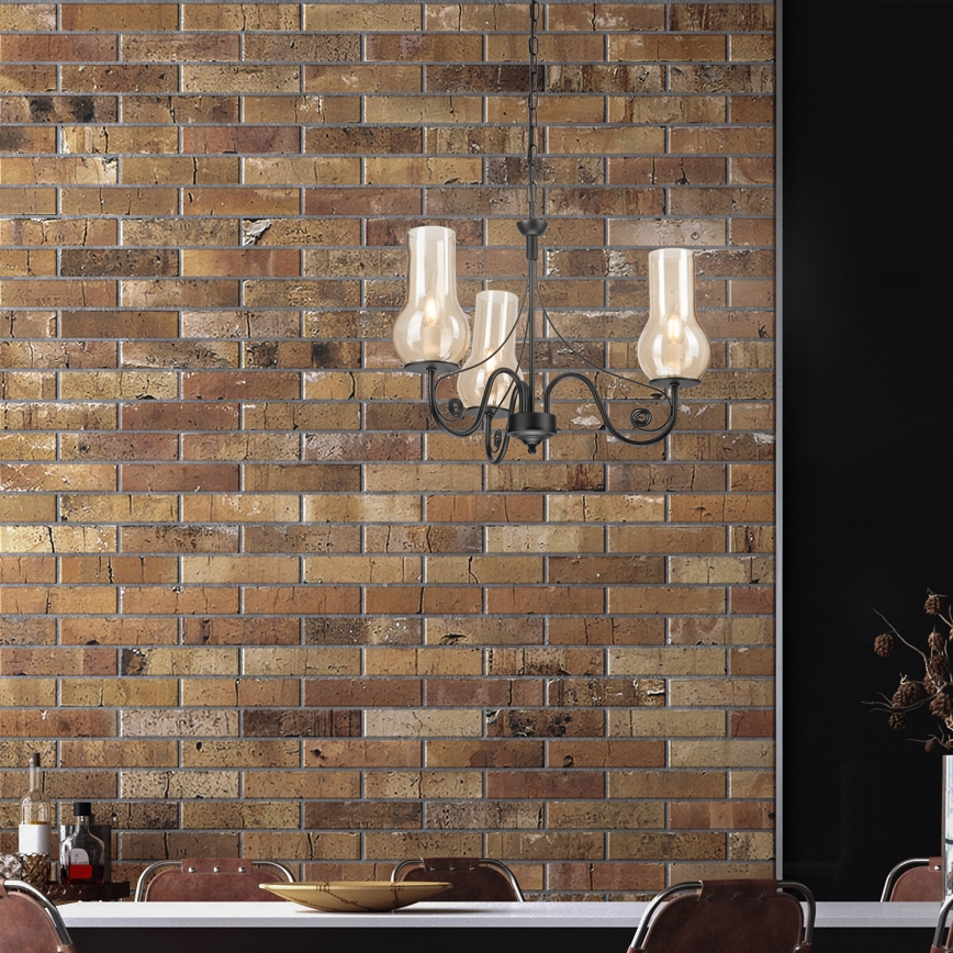 Brilagi - LED Hängeleuchte an Kette COTTAGE 3xE14/40W/230V schwarz/braun