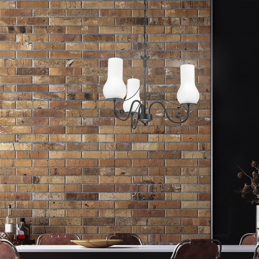 Brilagi - LED Hängeleuchte an Kette COTTAGE 3xE14/40W/230V schwarz/weiß