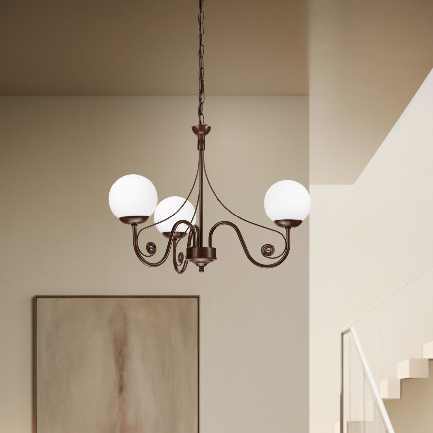 Brilagi - LED Hängeleuchte an Kette COTTAGE 3xG9/40W/230V braun/weiß