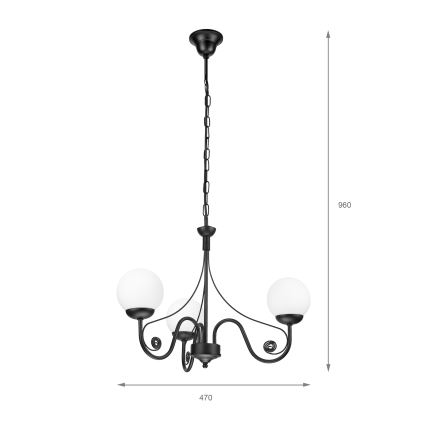 Brilagi - LED Hängeleuchte an Kette COTTAGE 3xG9/40W/230V schwarz/weiß