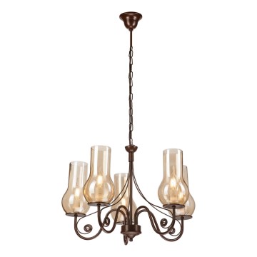 Brilagi - LED Hängeleuchte an Kette COTTAGE 5xE14/40W/230V braun