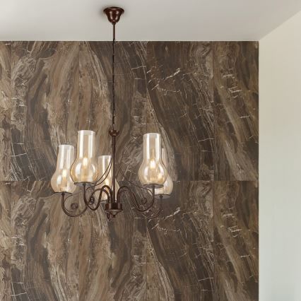 Brilagi - LED Hängeleuchte an Kette COTTAGE 5xE14/40W/230V braun