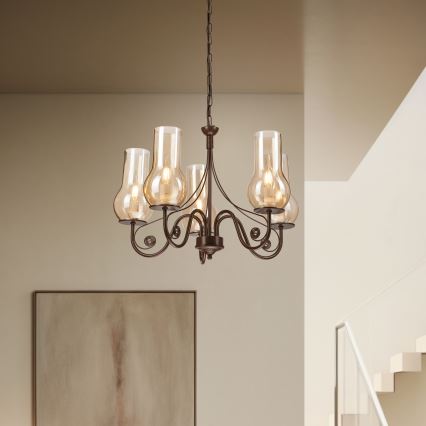 Brilagi - LED Hängeleuchte an Kette COTTAGE 5xE14/40W/230V braun