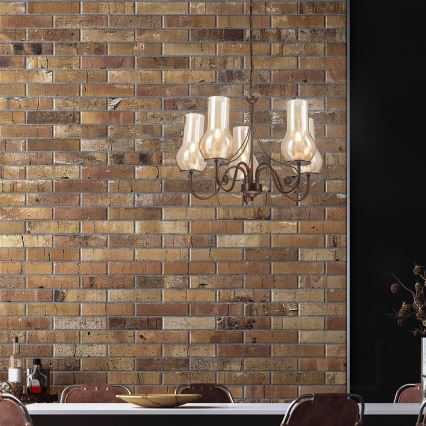 Brilagi - LED Hängeleuchte an Kette COTTAGE 5xE14/40W/230V braun