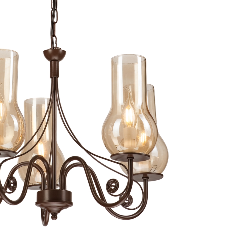 Brilagi - LED Hängeleuchte an Kette COTTAGE 5xE14/40W/230V braun