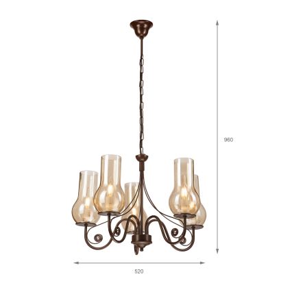 Brilagi - LED Hängeleuchte an Kette COTTAGE 5xE14/40W/230V braun