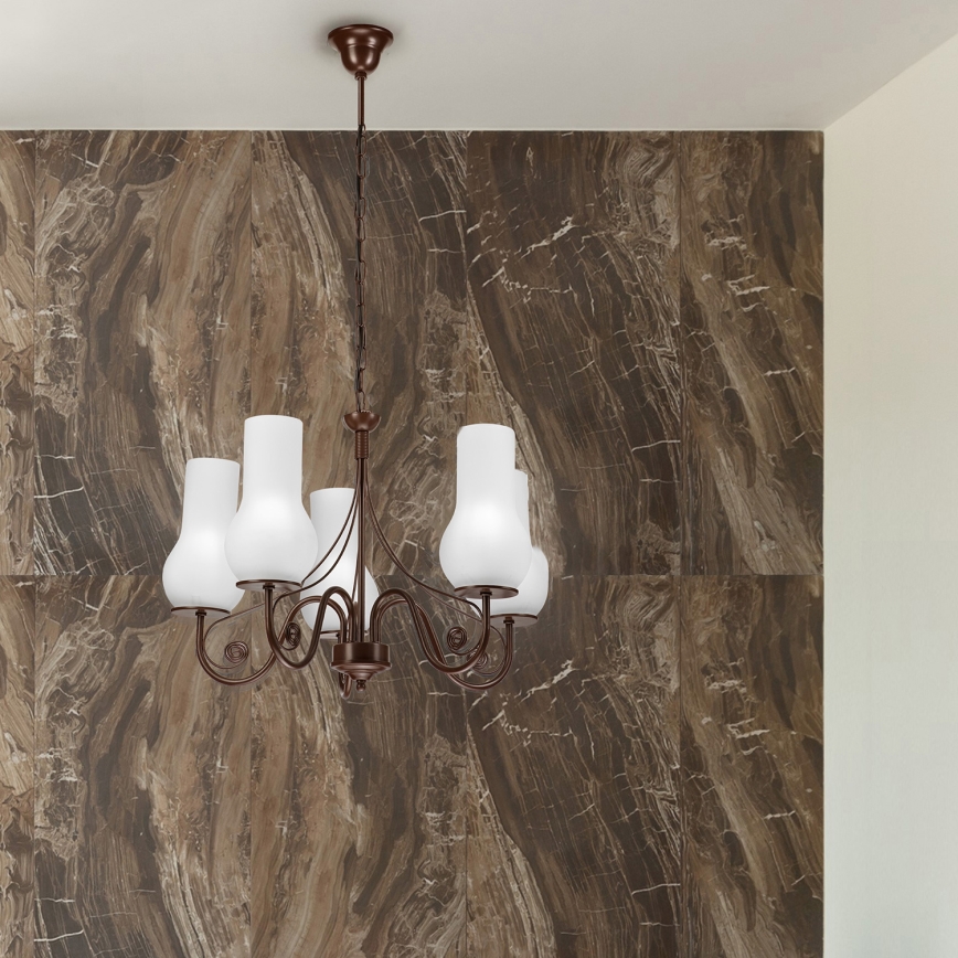 Brilagi - LED Hängeleuchte an Kette COTTAGE 5xE14/40W/230V braun/weiß